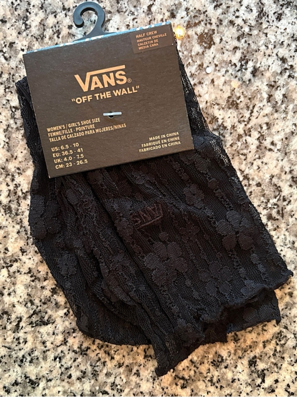 ♥️💖 Vans Off The Wall Sheer Black Lace Socks NWT